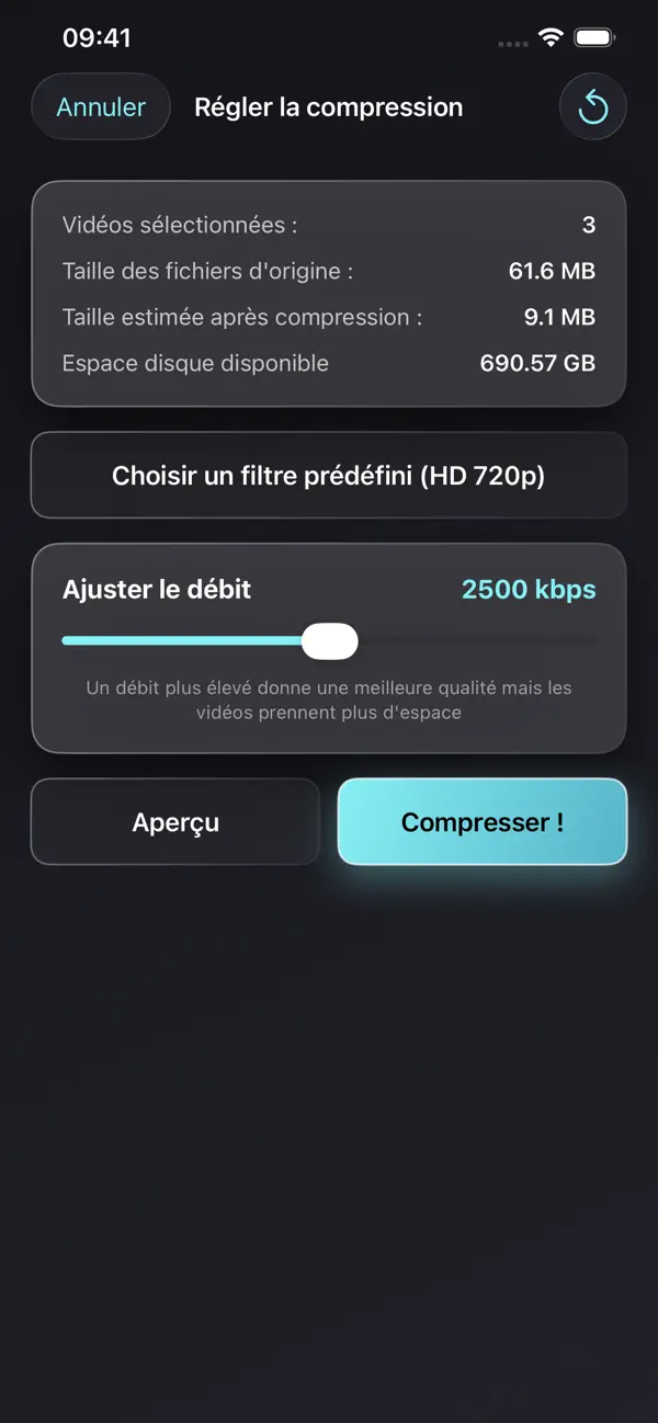 Screenshot #3 pour Compresser des vidéos
