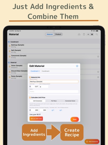 Calculadora de Costo iPad screenshot 2