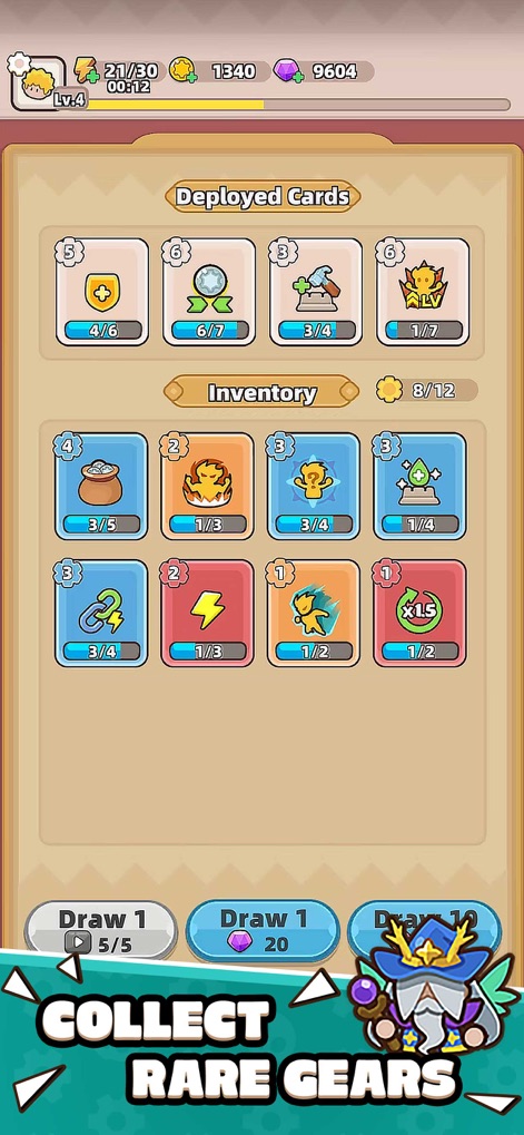 Gear Defenders - Users can manage their deployed cards and discover a wide array of collectible gears and resources.