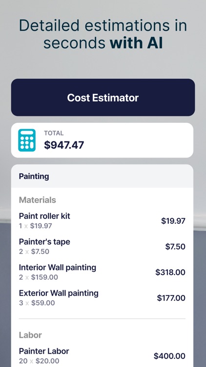 SimplyWise: Cost Estimator