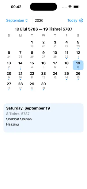 Original Jewish Calendar screenshot 1