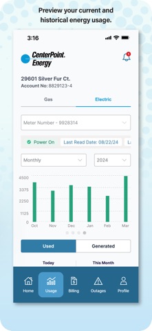 CenterPoint Energy My Account iPhone screenshot