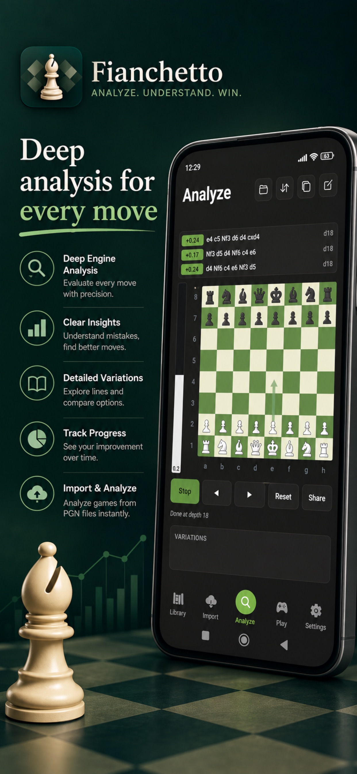 Screenshot 1 of Fianchetto: Chess Analysis