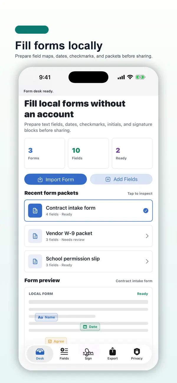 Screenshot #1 pour Form Fill Private