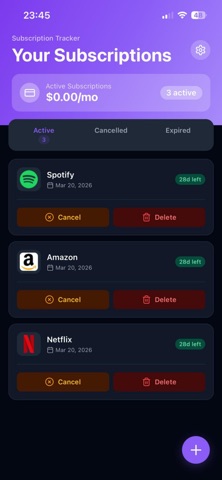 Subscription Track screenshot