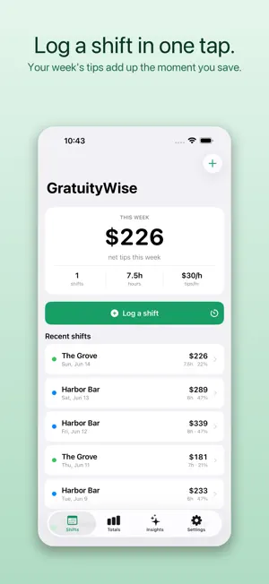 GratuityWise: Tip Tracker screenshot 1