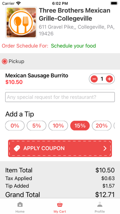 Three Brothers Mexican Grill Screenshot
