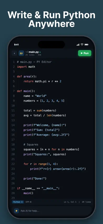 Python ⁺ Code Compiler IDE App screenshot 2