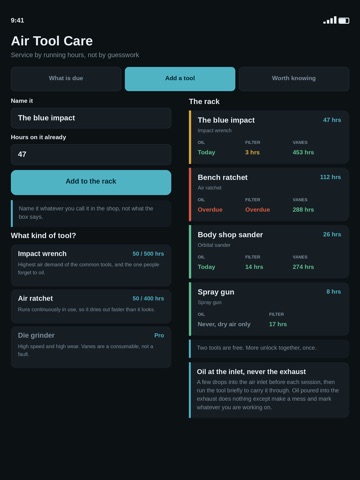 Air Tool Care iPad screenshot