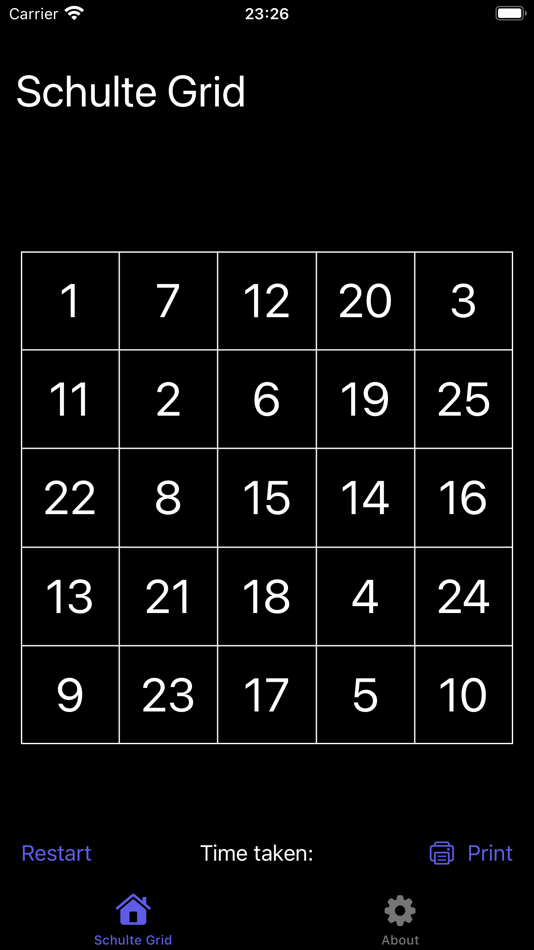 #2. Schulte Grid - Printable (macOS) Tekijänä: 培克 罗