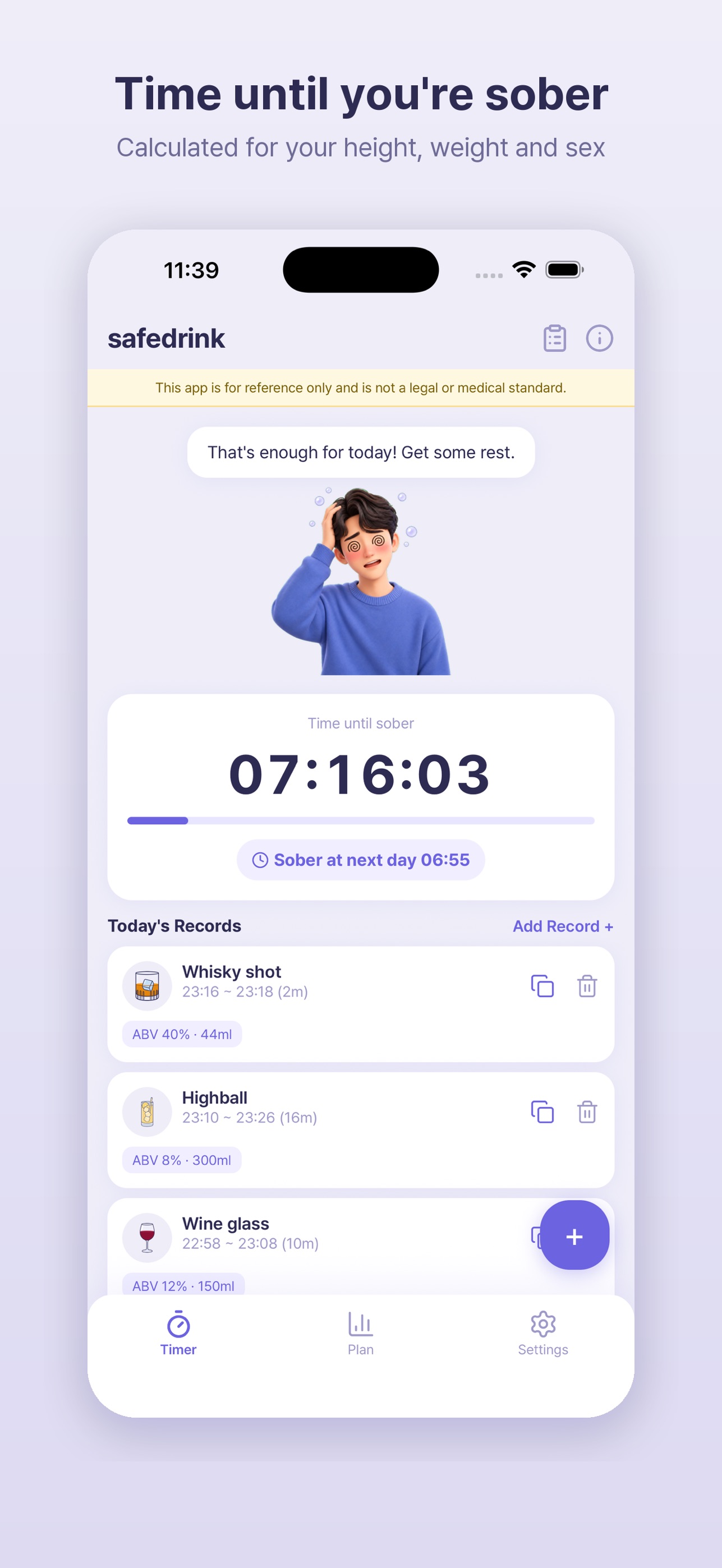 Screenshot 1 of Safedrink — Sober Up Timer