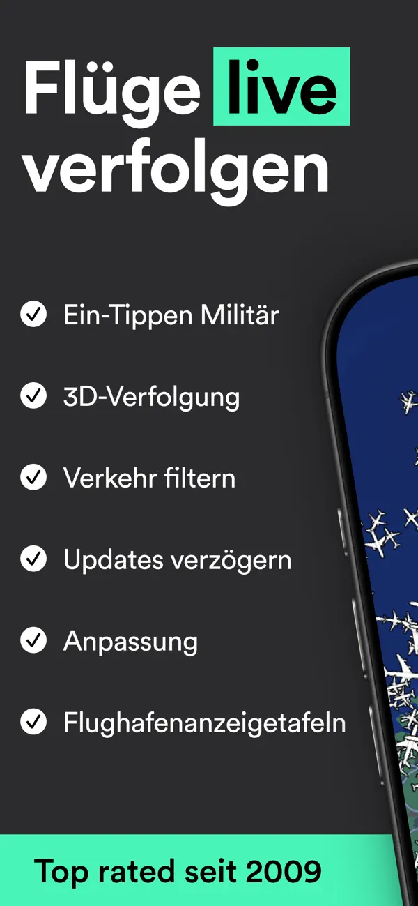 Plane Finder ⁃ Flight Tracker iPhone App Screenshot 1 – Reisen