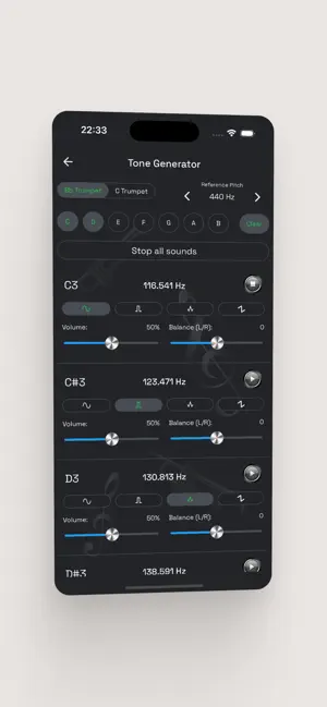 Trumpet Tuner - Tone Generator screenshot 3