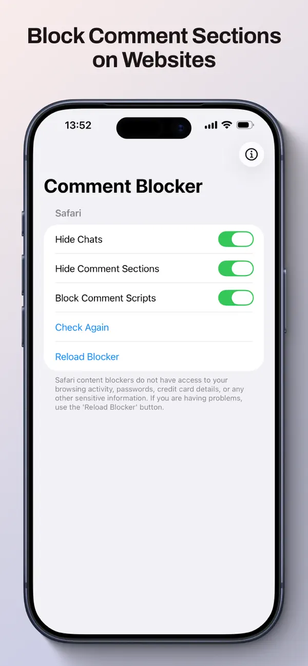 Screenshot #1 pour Block All Comments
