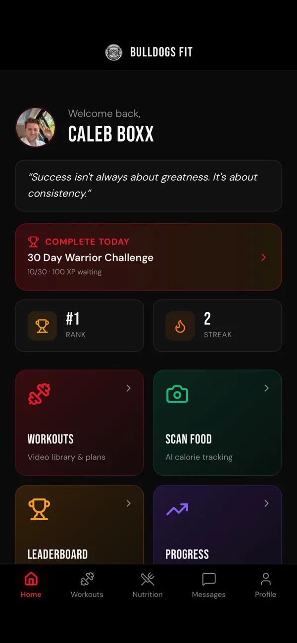 Screenshot #1 pour Bulldogs Fit: AI Gym Tracker