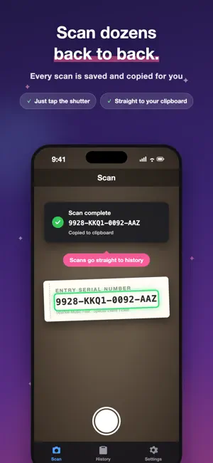 SerialSnap - Scan & Copy Codes screenshot 2