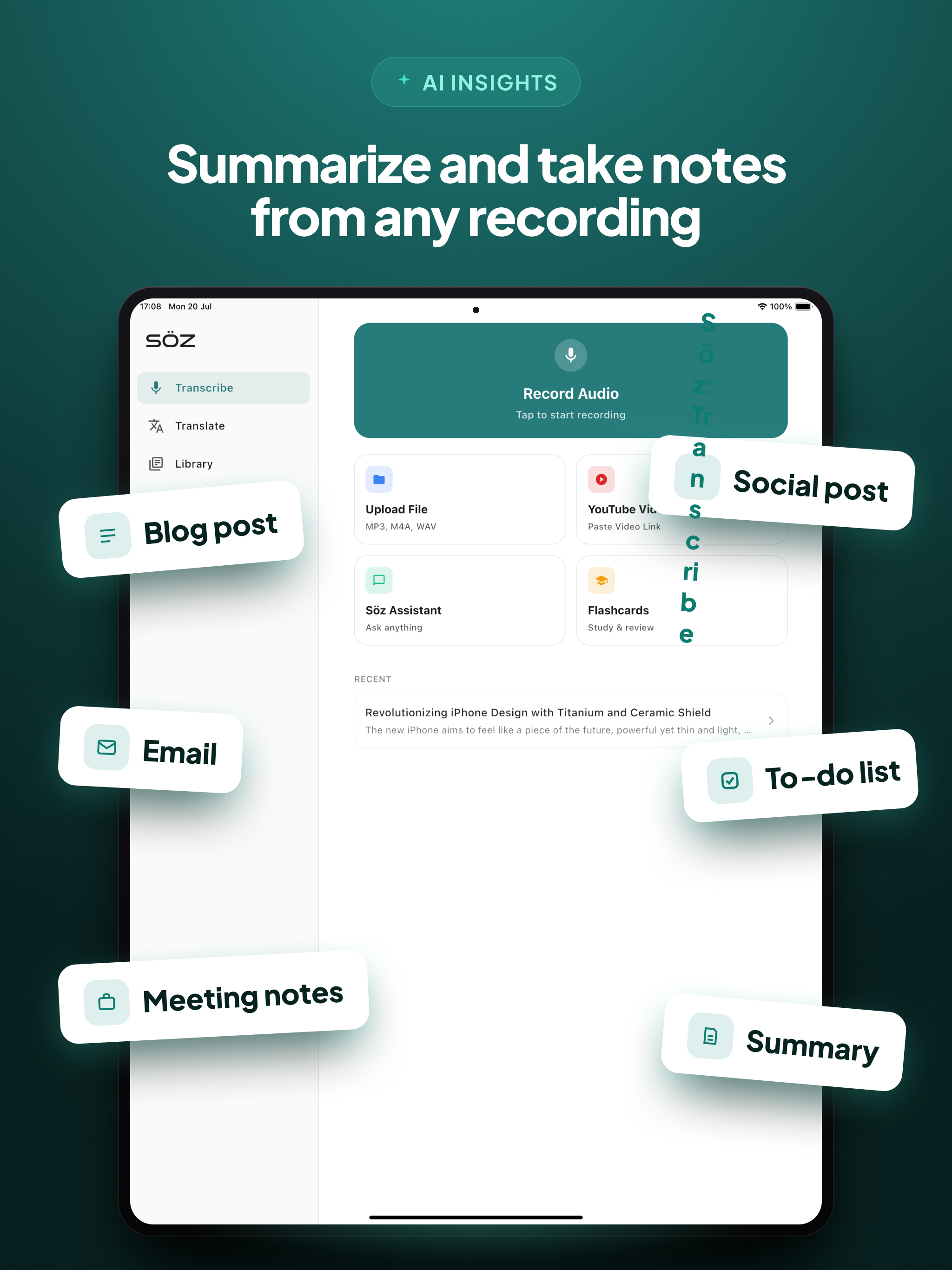 Voice Memo Transcribe AI - Soz screenshot 13
