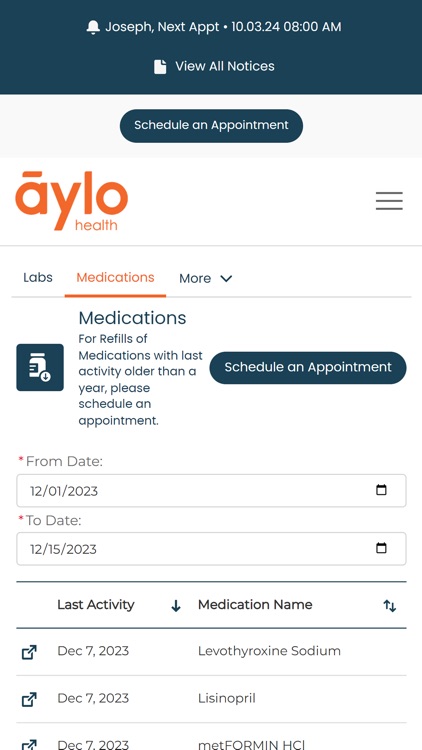 Aylo Health: Patient Portal