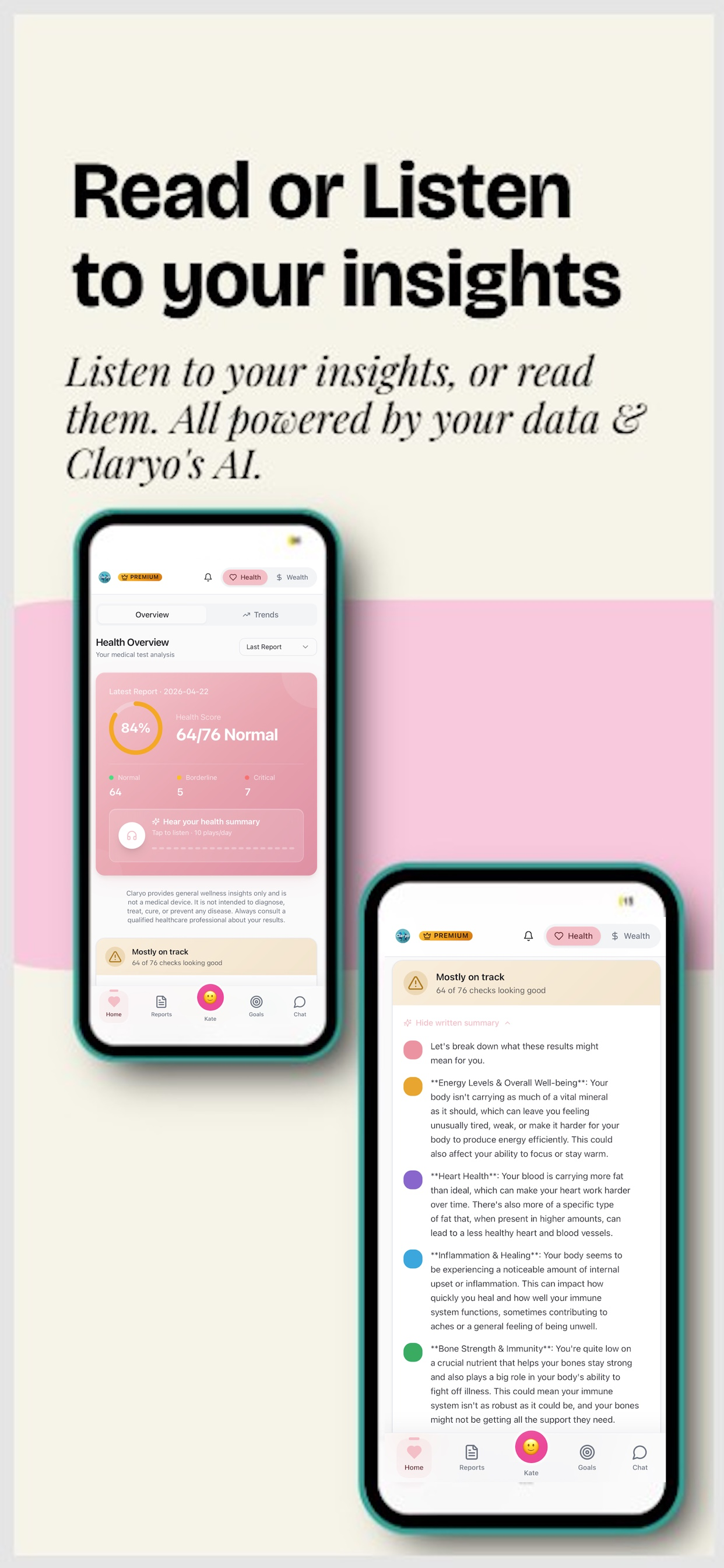 Claryo: Health & Wealth Data screenshot 6