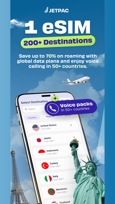 Jetpac: eSIM Travel App iPhone screenshot 1 - Travel app