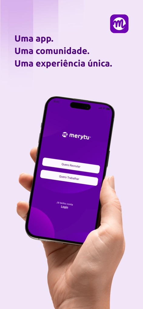 merytu - ユーザーは「求人する」と「働く」の二つの明確な選択肢から、自身のニーズに合わせてアプリの利用を開始できます。