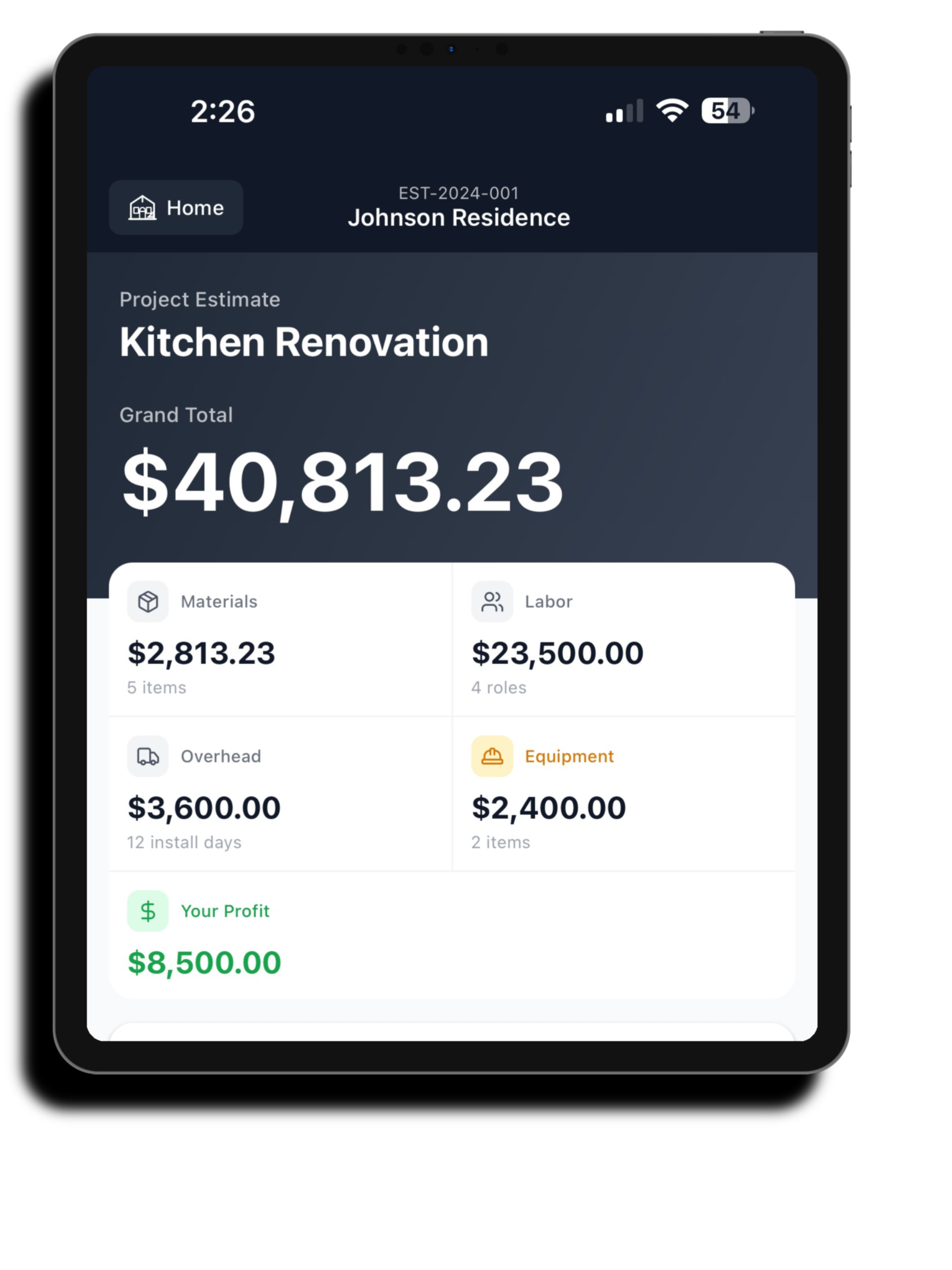 Pro Estimate Builder