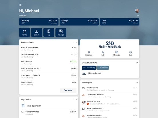 Shelby State Bank iPad screenshot 1 - Finance app