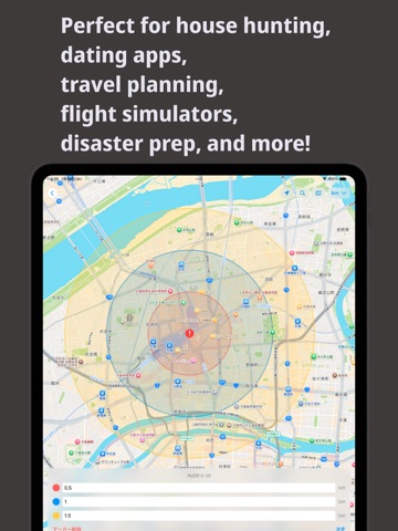 Radius On Map: Draw Circles iPad screenshot