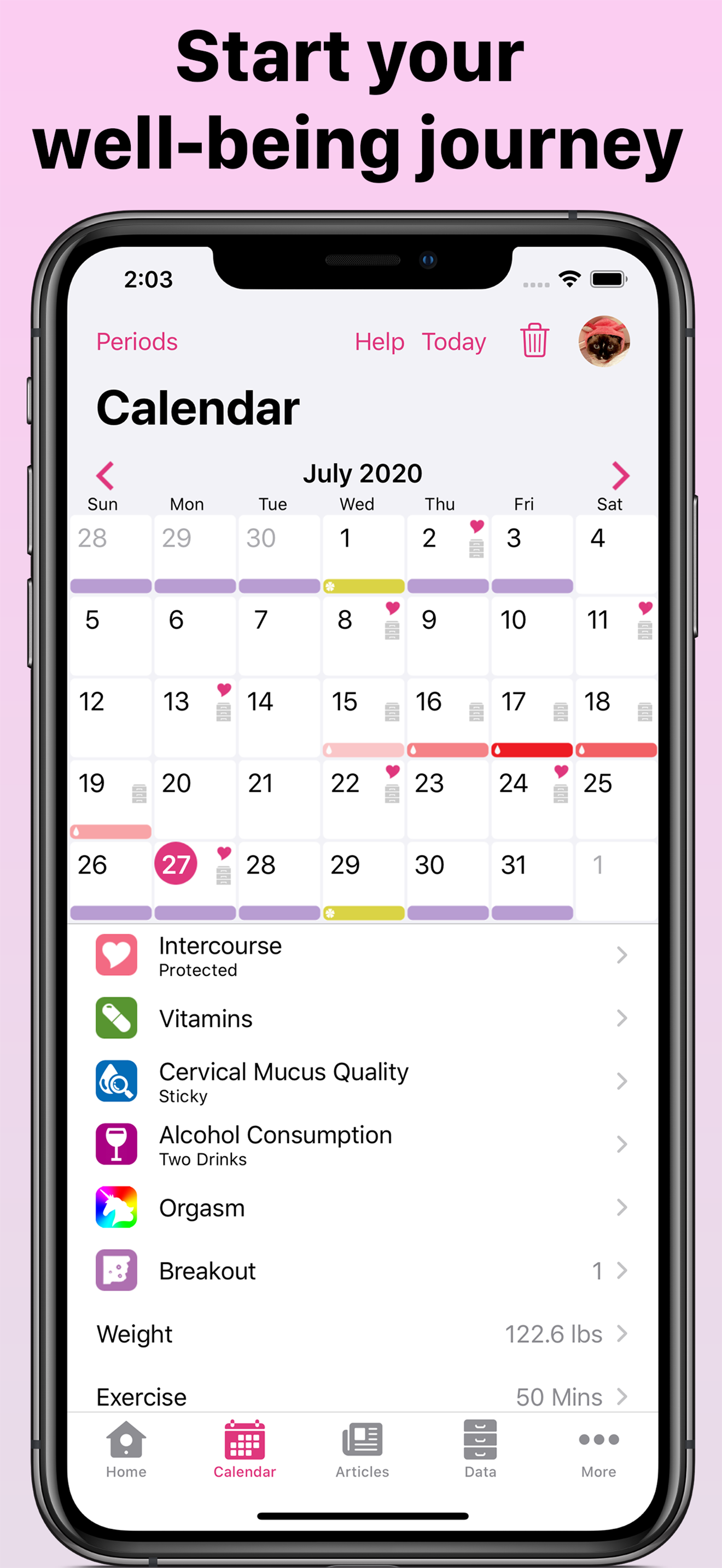 Period Tracking Calendar