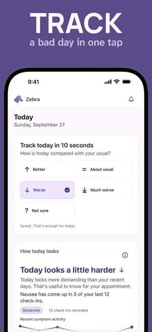 Zebra Symptom Tracker screenshot 1