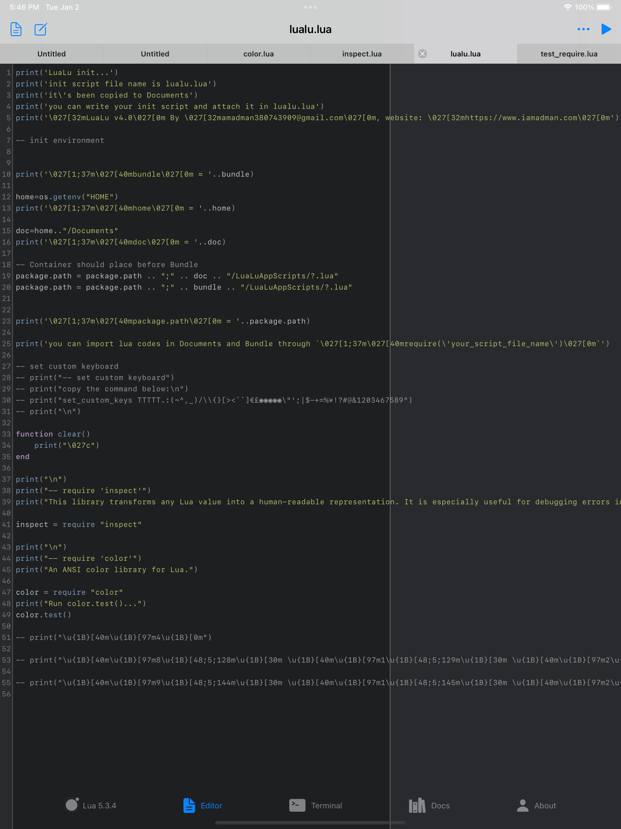 LuaLu REPL - Learn Lua Coding