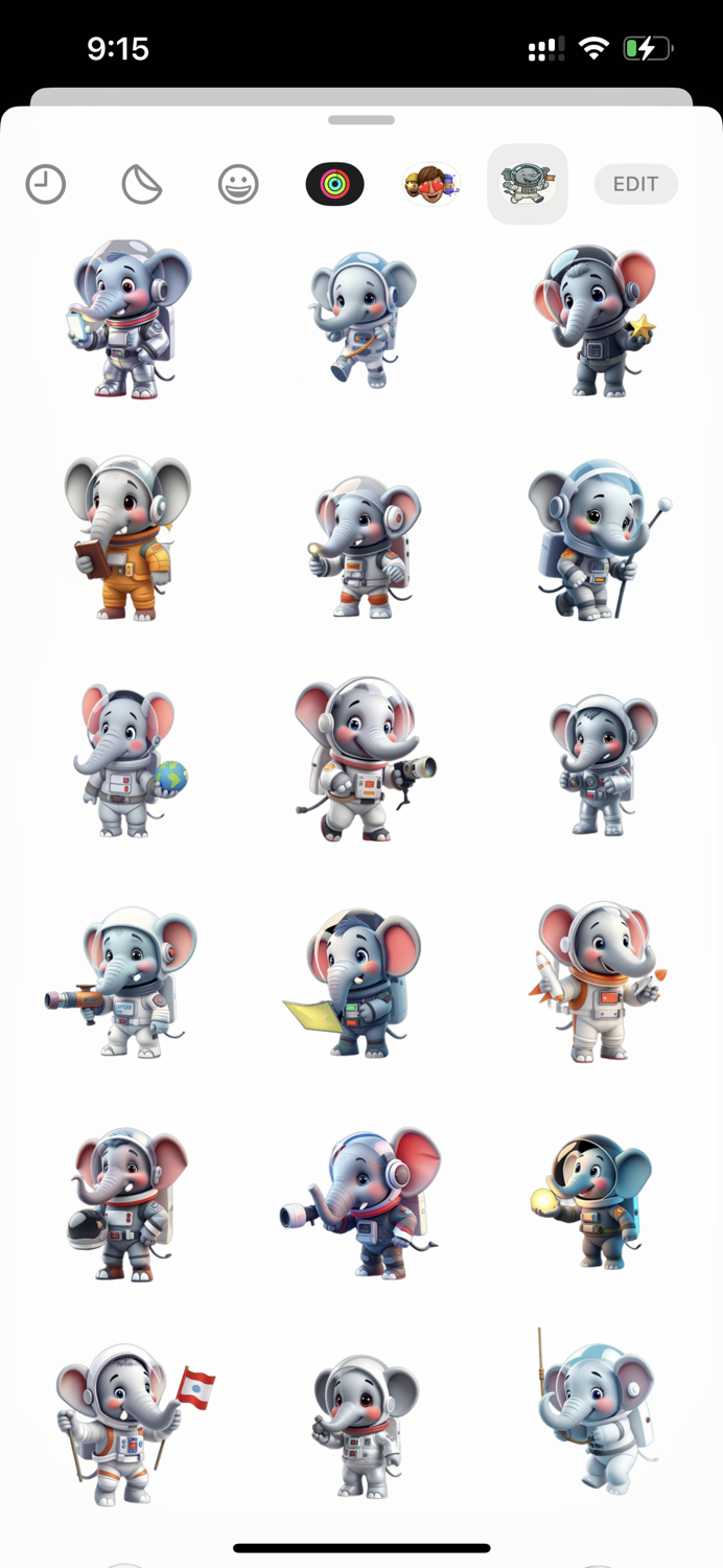 Astronaut Elephant Stickers