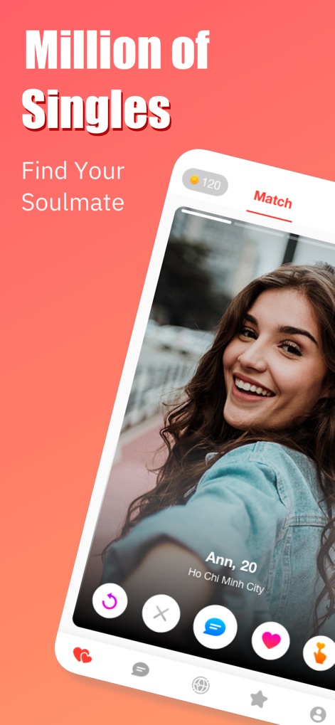 Mingle2 - Dating & Meet People - Observe the intuitive profile card display and the prominent swipe/action buttons, streamlining user interaction for potential matches.