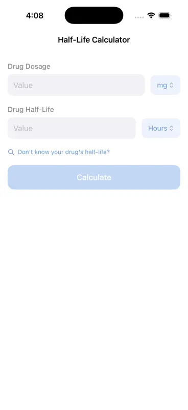 HalfLife Medication Calculator screenshot 1 of 10