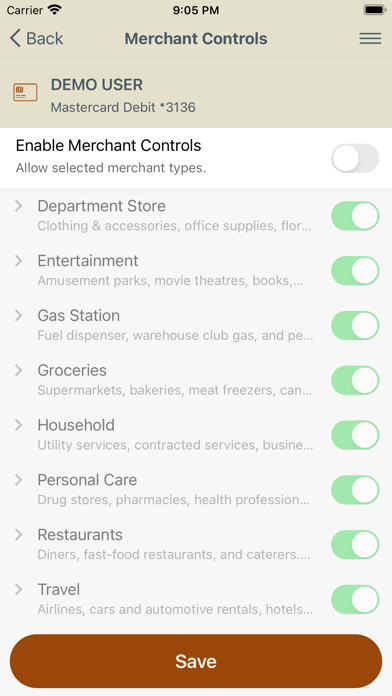 OUR CU Debit Card Controls iPhone screenshot 3 - Finance app