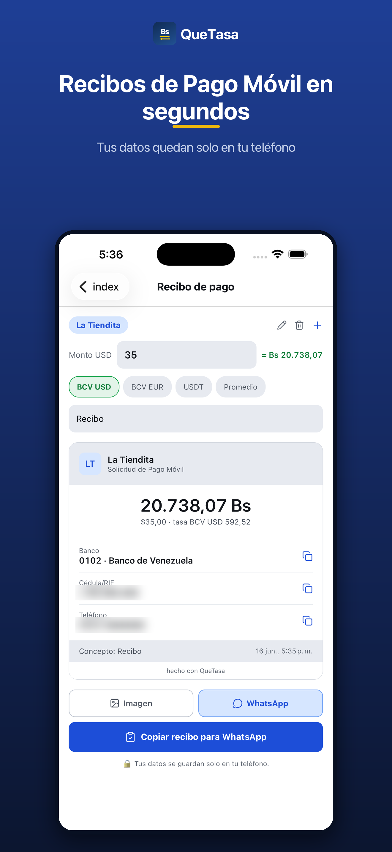 QueTasa screenshot 4