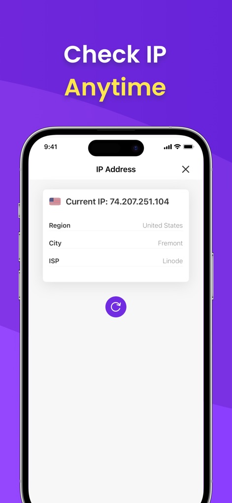 VPN - Free VPN Potato ™ - Users can confirm their new virtual identity by viewing the updated 'Current IP' address and the associated 'Region' details.