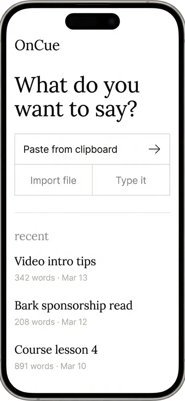 Screenshot #1 pour OnCue: Voice Teleprompter