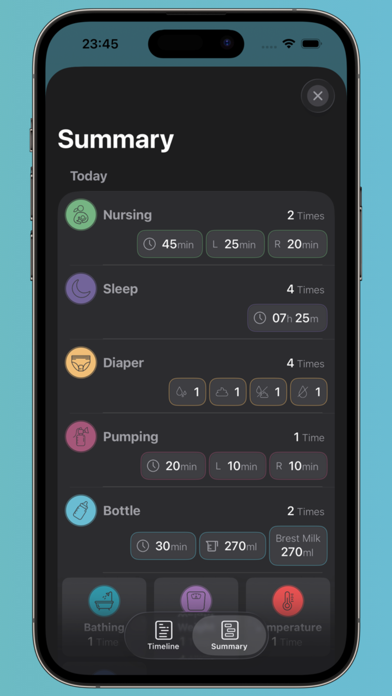 TicTacBaby: Baby Care Tracking iPhone screenshot