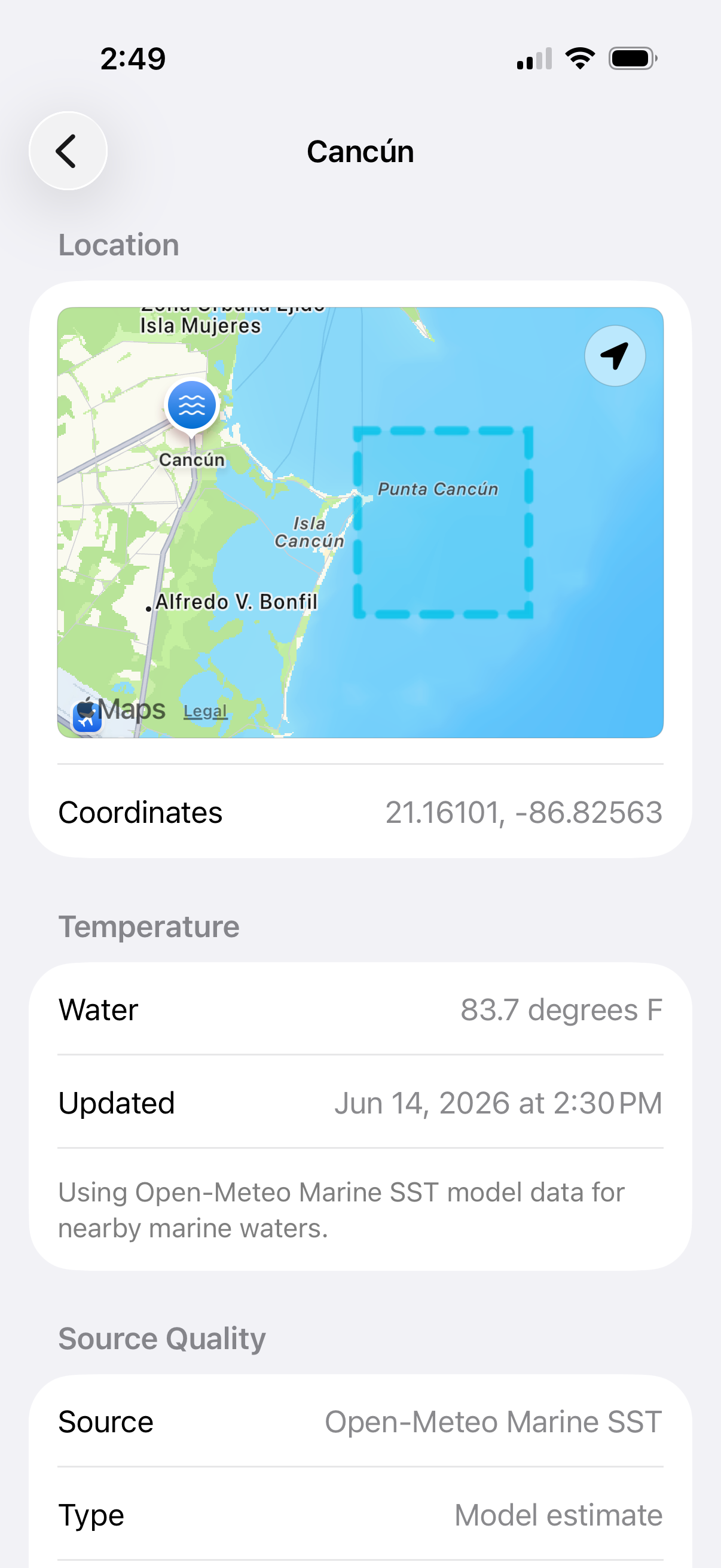 ShoreTemp screenshot 2