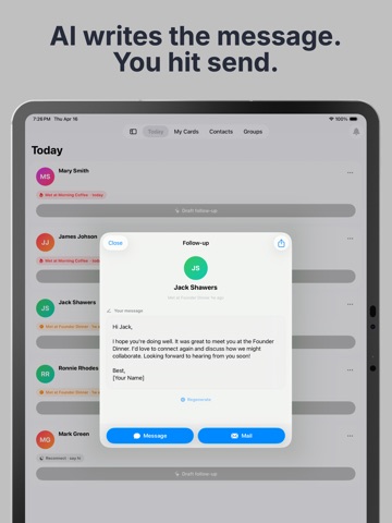 Reachia: AI Business Card App iPad screenshot