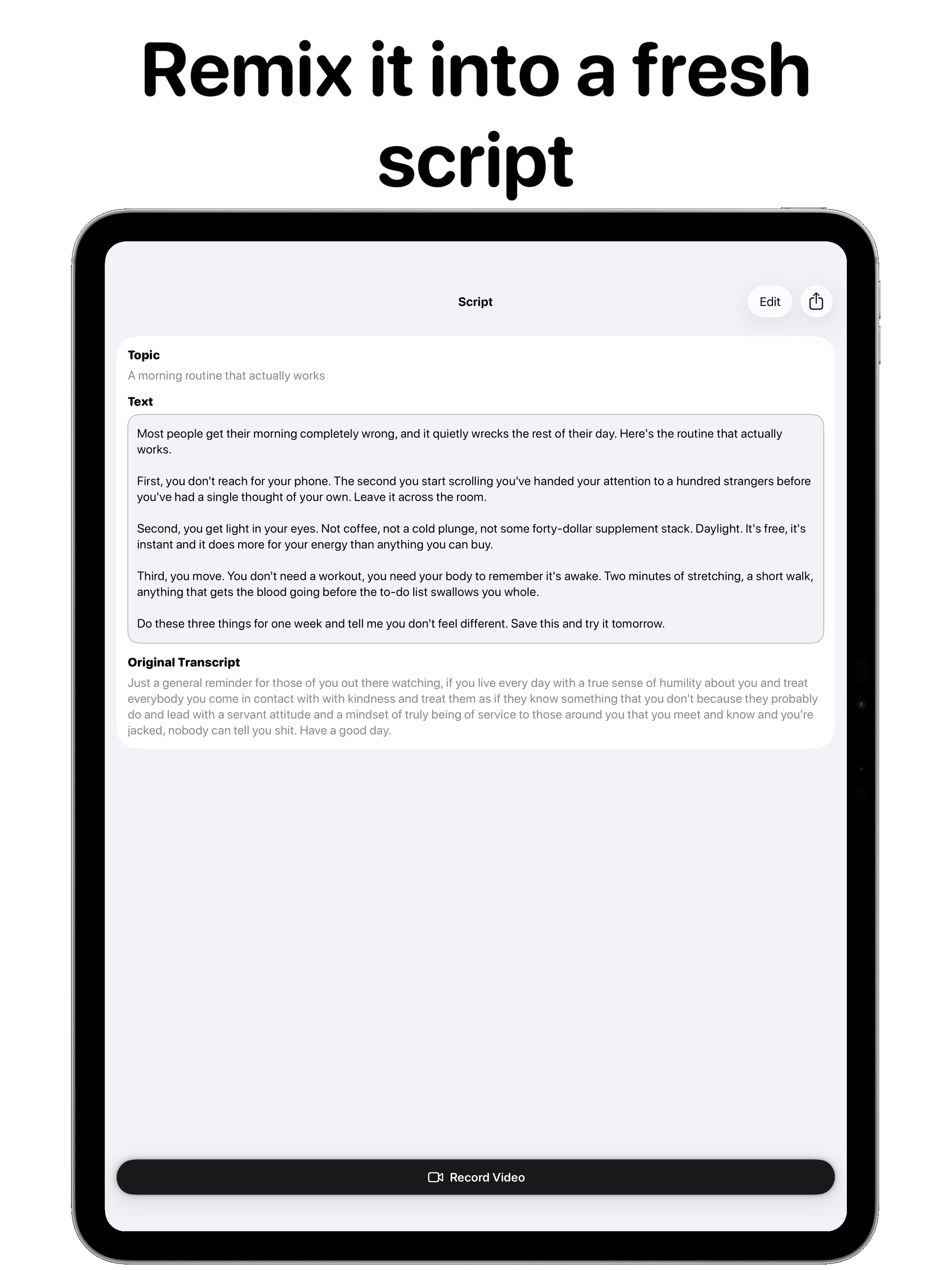 Transcript From Reel AI Script screenshot 8