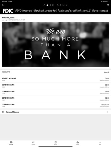 Core Bank Mobile iPad screenshot