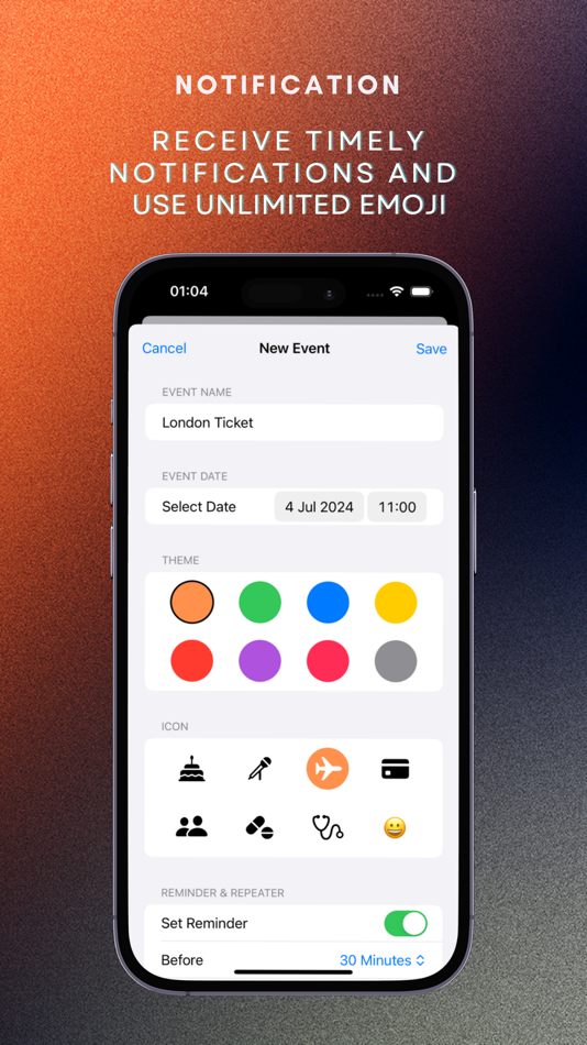 #2. Eventry - Countdown Tracker (iOS) Bởi: ANIL AVCI