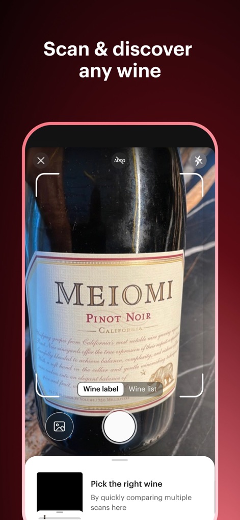 Vivino: Drink The Right Wine - Users can quickly scan wine labels or entire restaurant wine lists to instantly access comprehensive wine information.