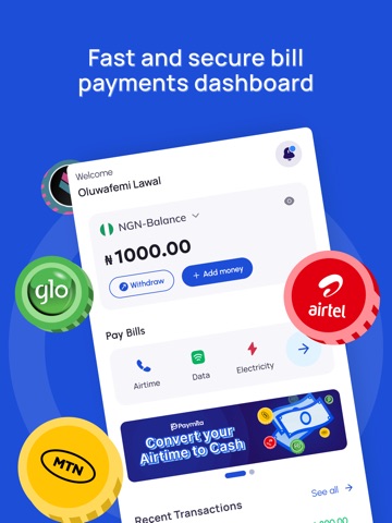 Paymita: Send, VTU & Pay Bills