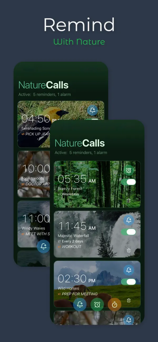 Screenshot #1 pour NatureCalls - Alarm|Reminder