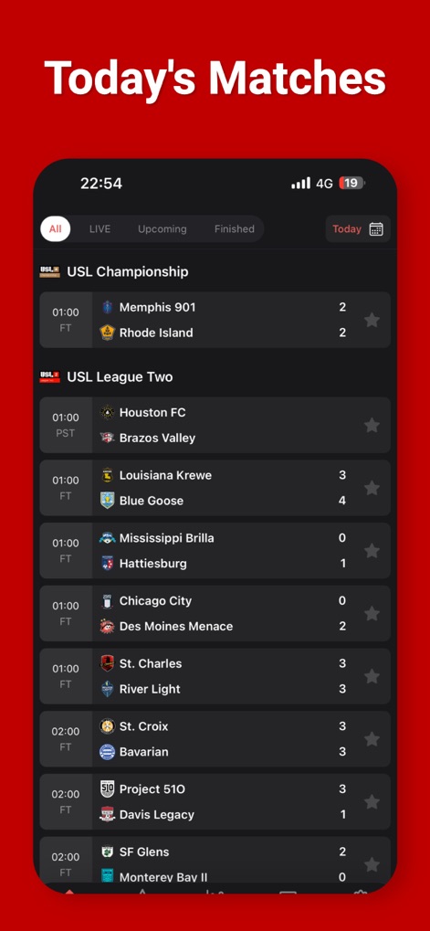 Yacine : Match - This app presents a real-time overview of current football events, featuring live scores and distinct tabs for upcoming and finished matches.