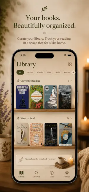 Cozy Shelf Themed Book Tracker screenshot 1