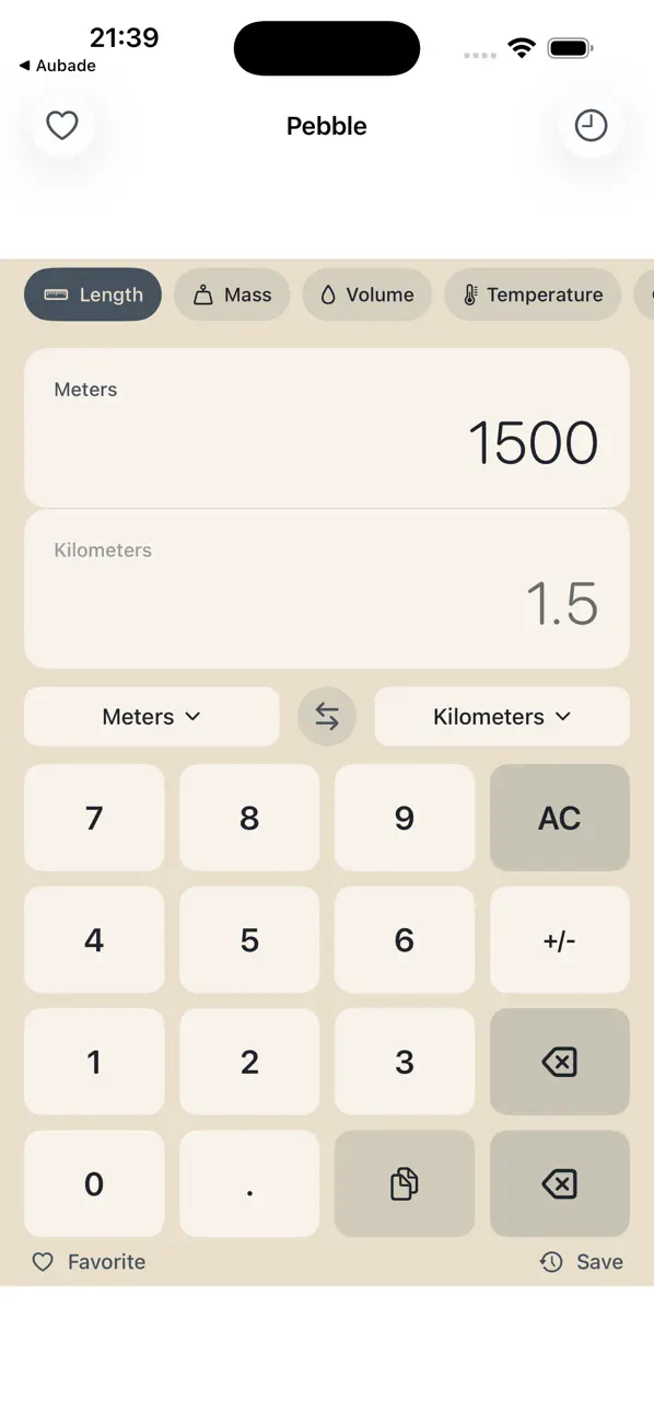 Screenshot #1 pour Pebble Unit Converter